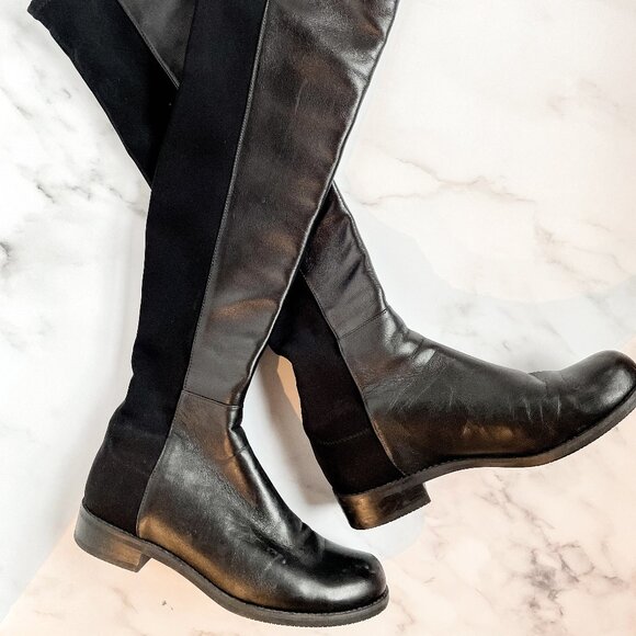 Stuart Weitzman 5050 over-the-knee boot black nappa leather size 7.5 - Picture 1 of 3